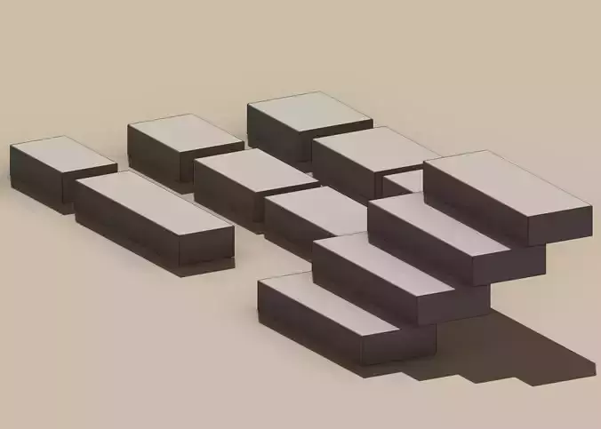 Concrete Block Steps Mega Set Modular Landscape Architecture Ele 3D model