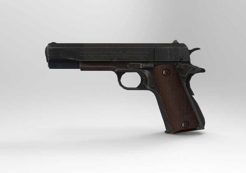 Colt 1911 Low-poly 3D model_0