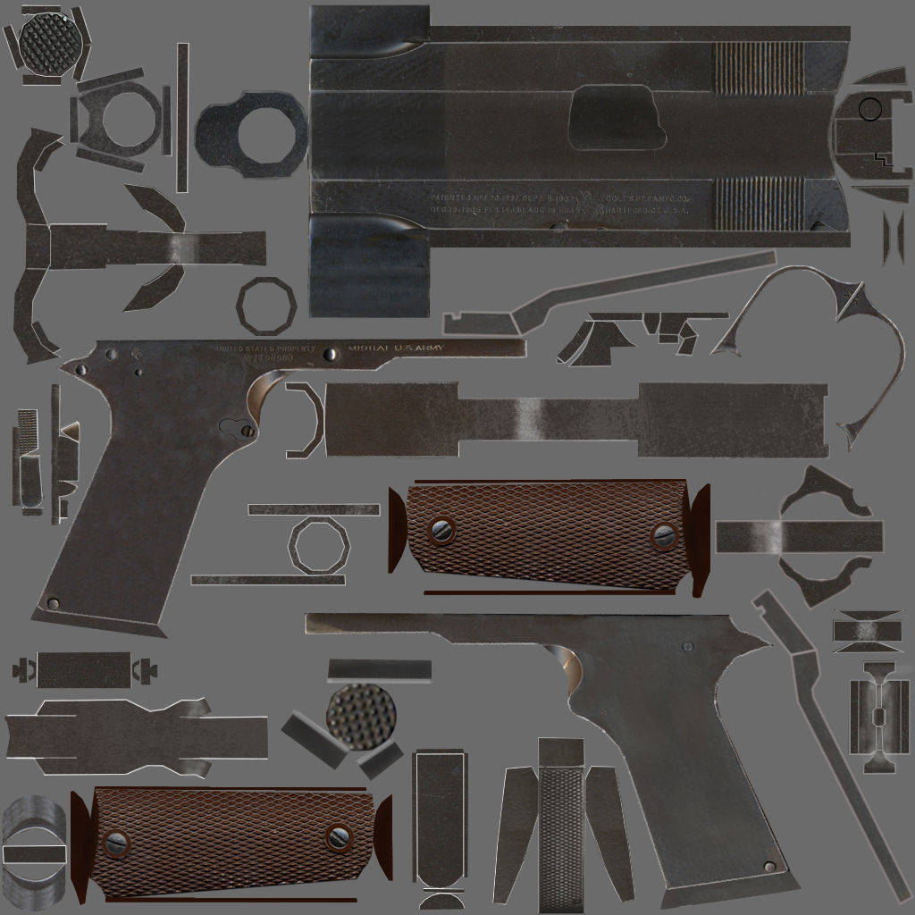 Colt 1911 Low-poly 3D model_9