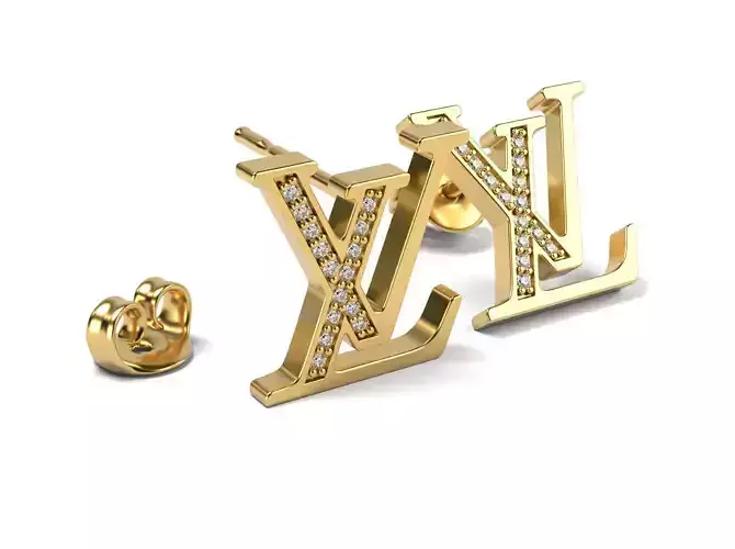 LV logo Earrings 2 3D print model