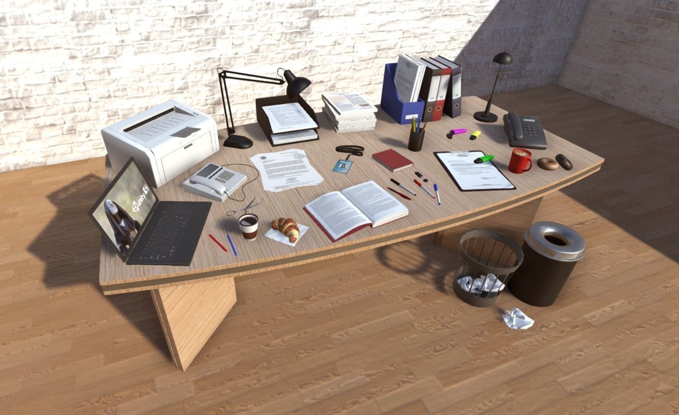 Office Props Pack Low-poly 3D model_1