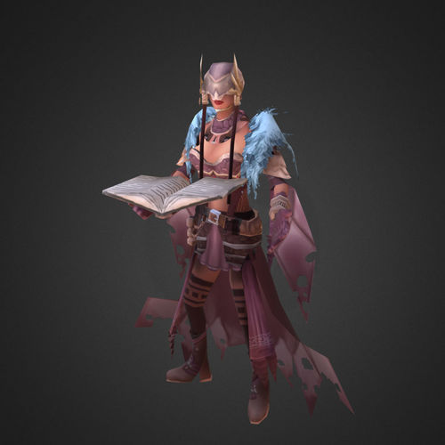 Enchantress for mobile games Low-poly 3D model