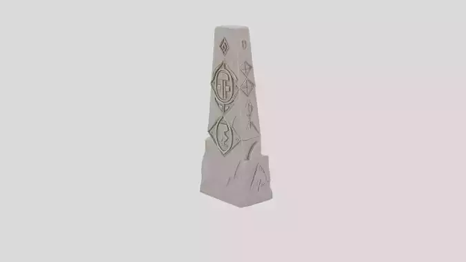 Ancient Fantasy Stone Boundary Marker for 3D print Low-poly 3D model