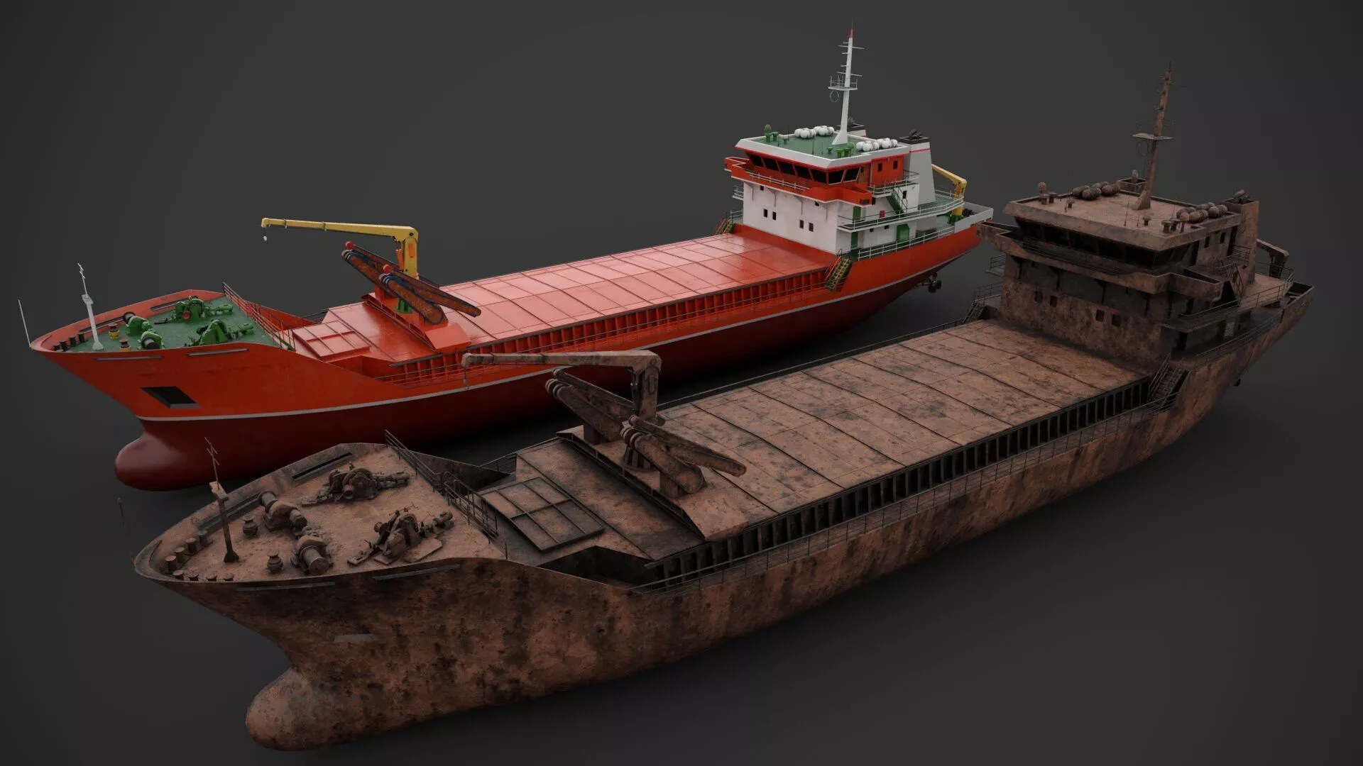 Cargo vessel Low-poly 3D model