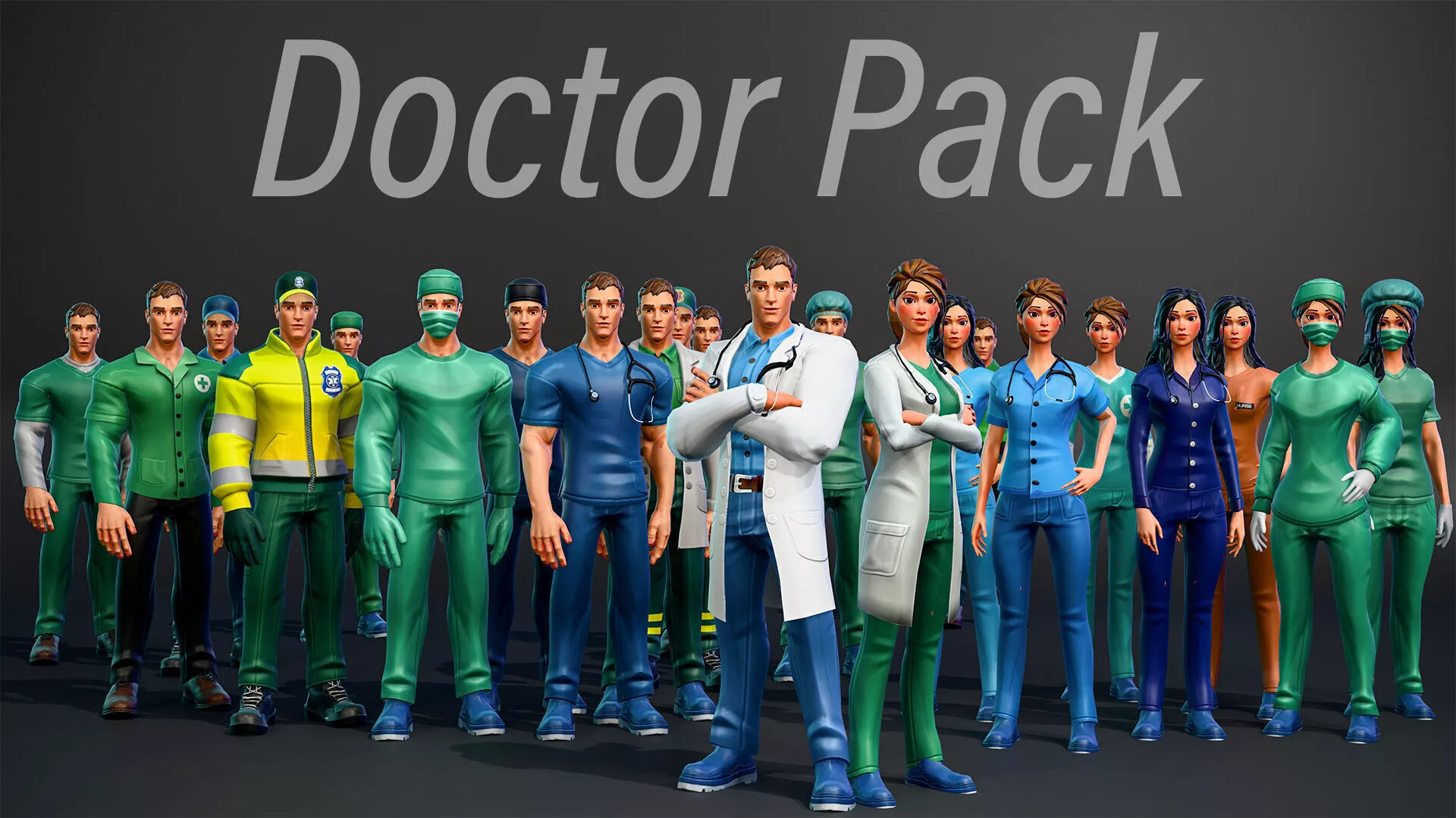 Complete Hospital Staff Character Pack 23 Medical Person Low-poly 3D model