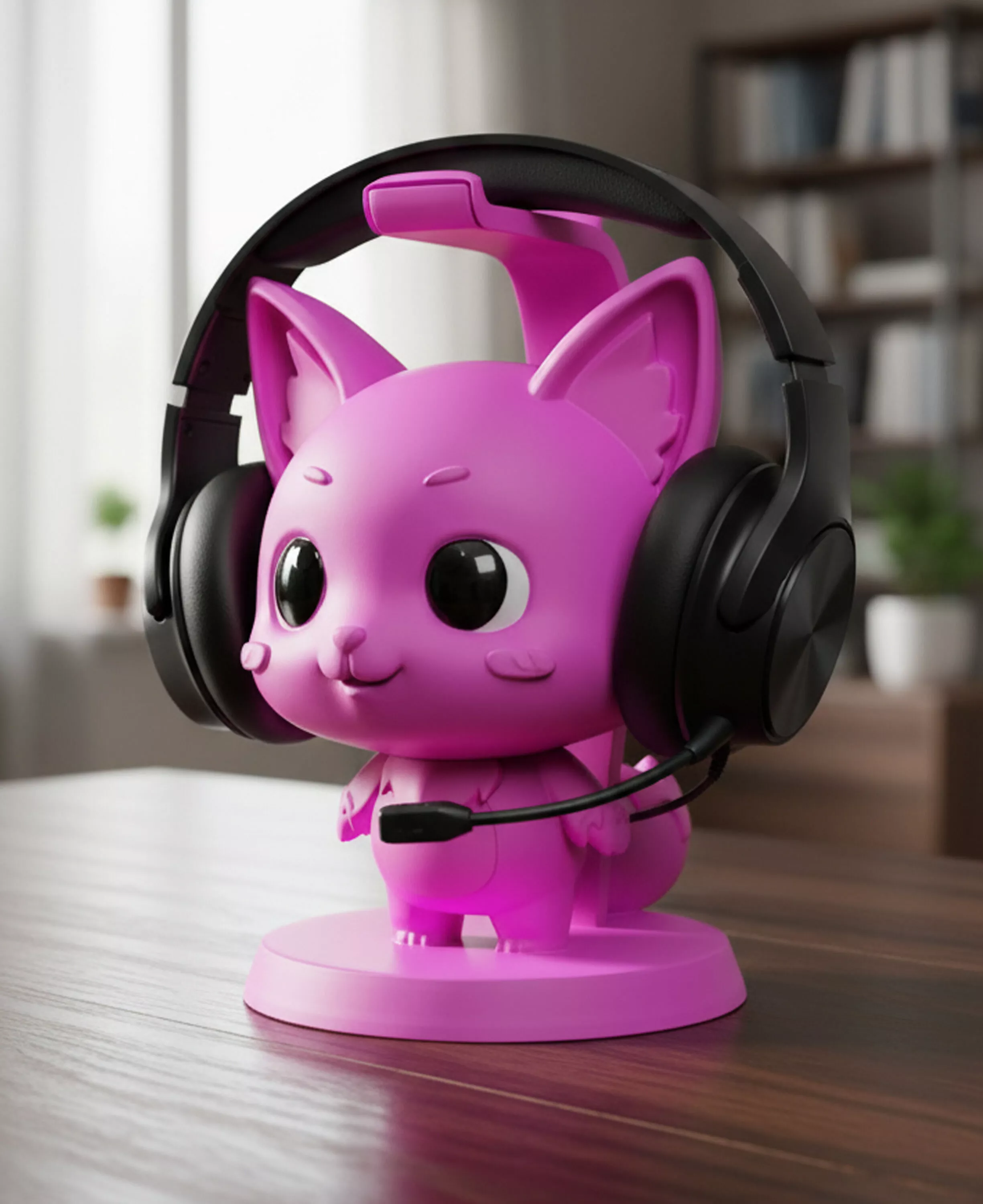 Cute Anime Fox Headphone Stand Desk Decor Free 3D print model