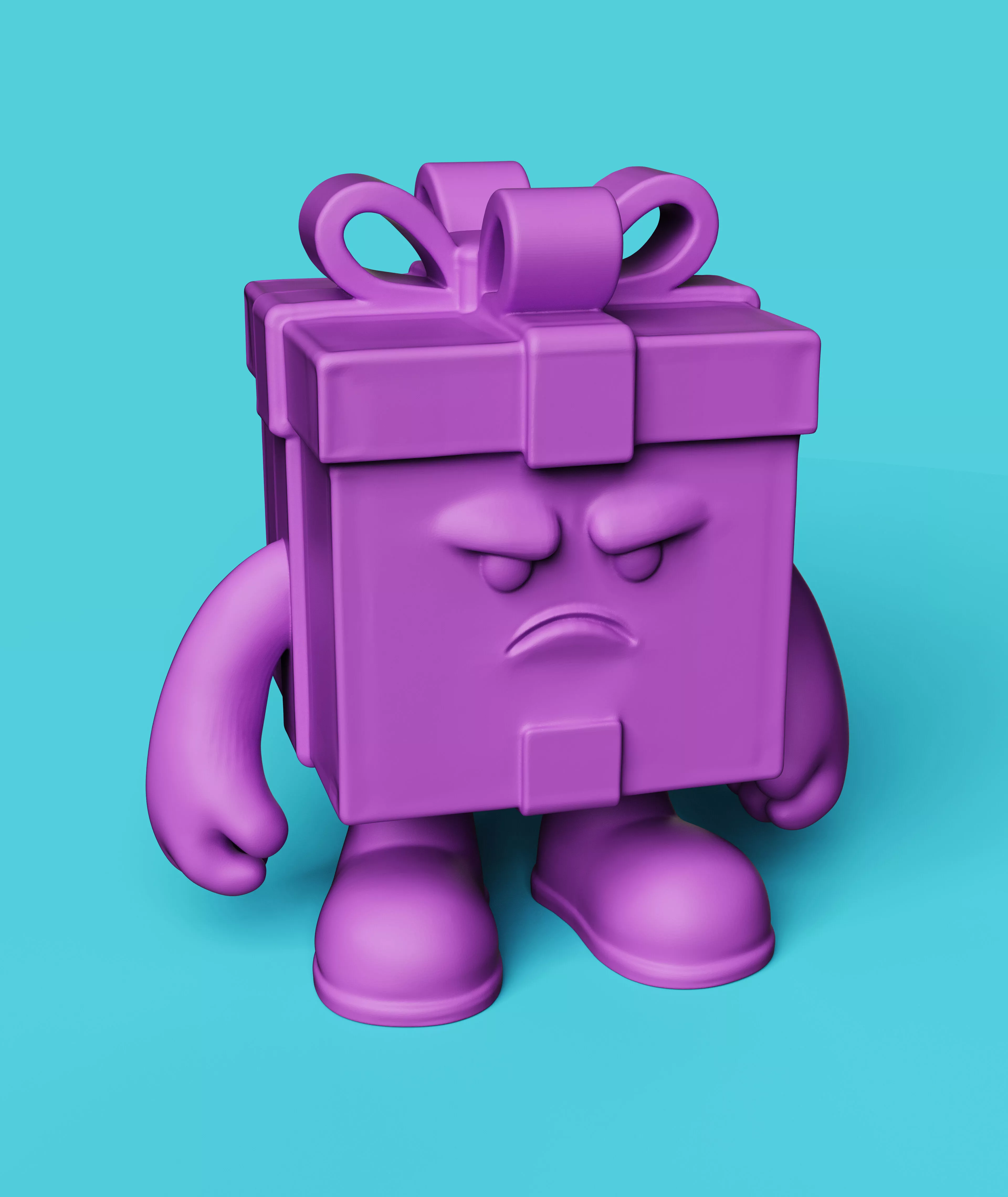 Angry Gift Box Monster Cute 3D Figure Free 3D print model