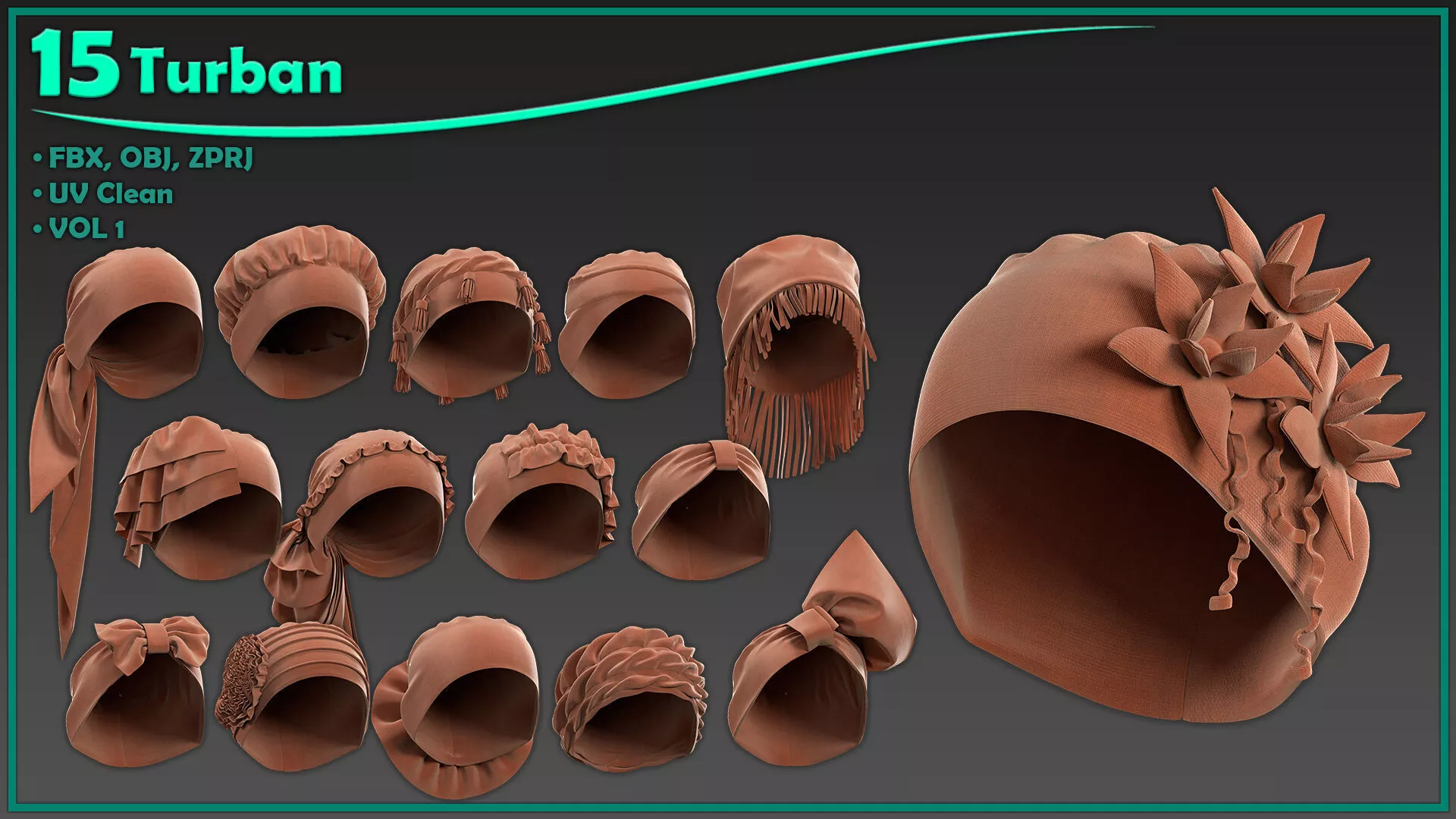 15 female turban 3D model