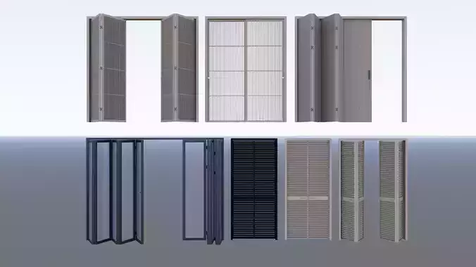 Interior folding shutter door -A3 3D model