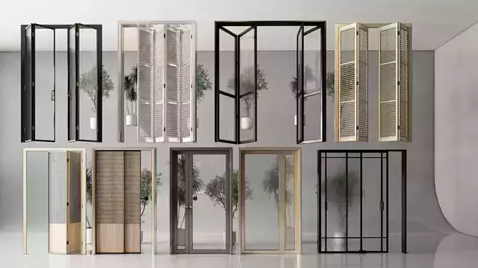 Interior folding shutter door -A2 3D model