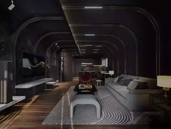 Interior Scene Japandi - 3d Model - Lighting 3D model