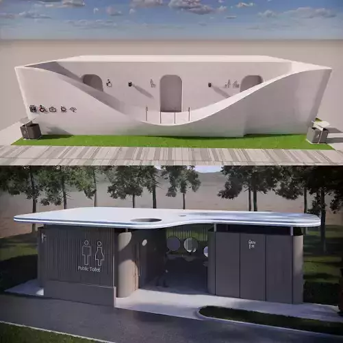 Public Restroom Building -B5 3D model