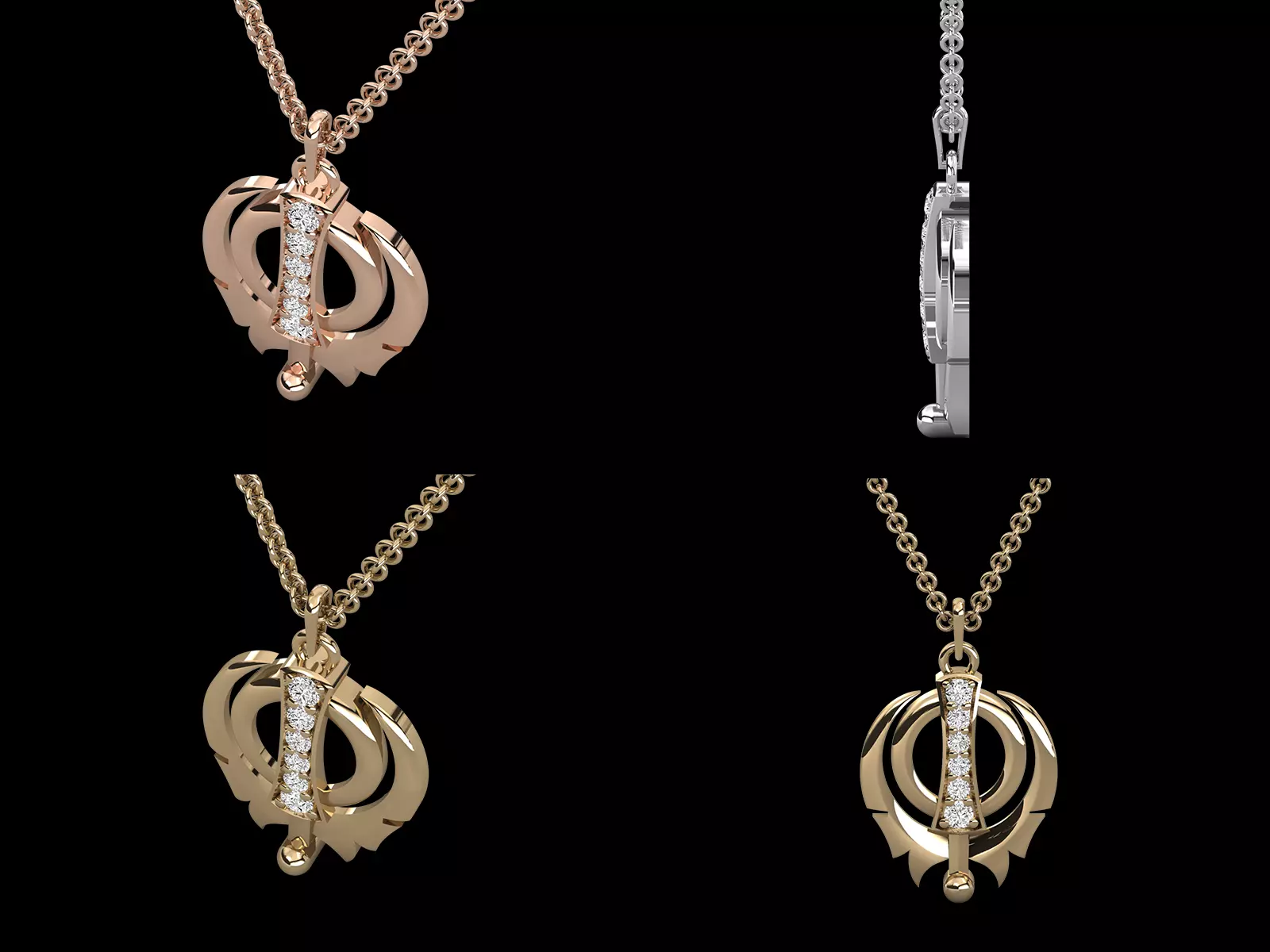 Modern Abstract Diamond Pendant CAD Design with Vertical Setting 3D print model