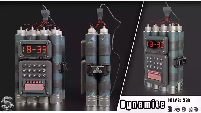 Dynamite 5 Low-poly 3D model