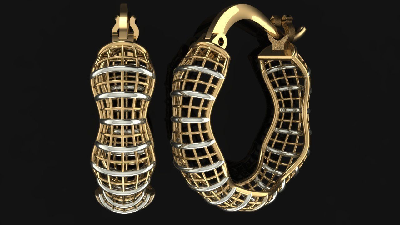 Earing hoop earrings with diamonds 3D print model_2