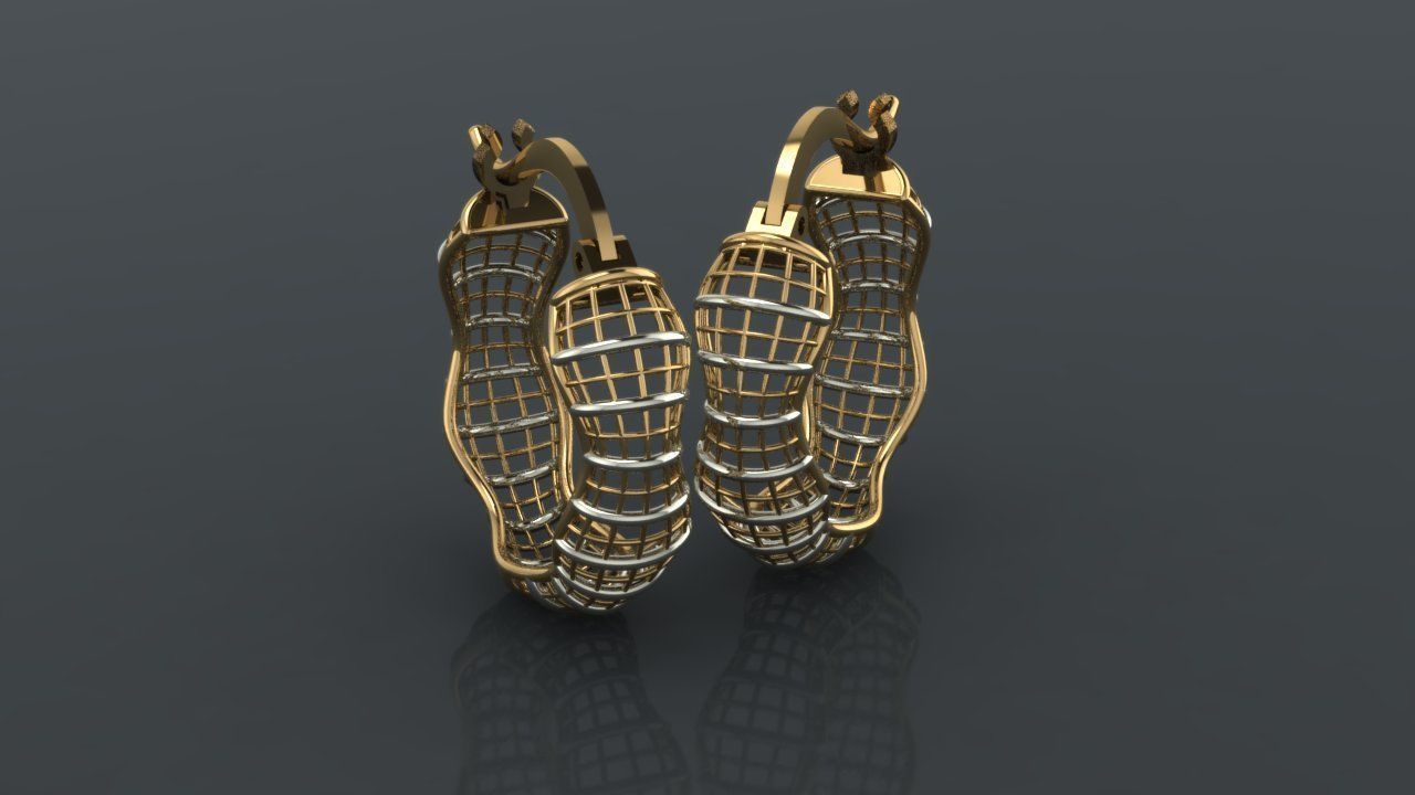 Earing hoop earrings with diamonds 3D print model_1