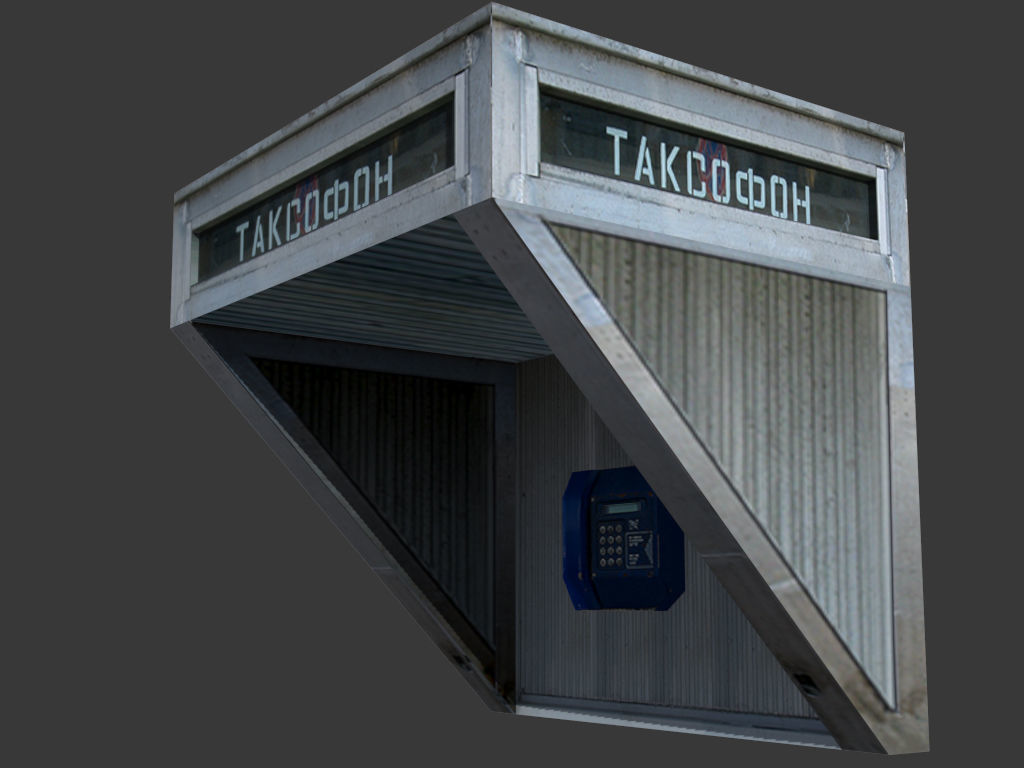 Taxafon telephone booth with phone Low-poly 3D model_2