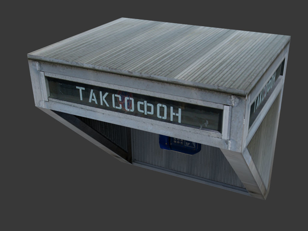 Taxafon telephone booth with phone Low-poly 3D model_4