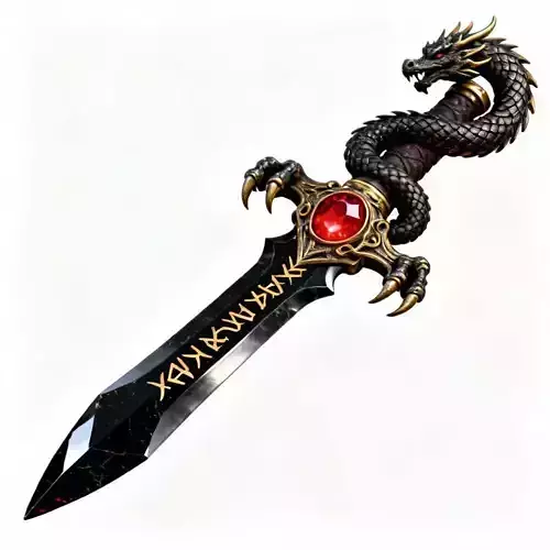 Dragons Coil Obsidian Dagger 3D Model