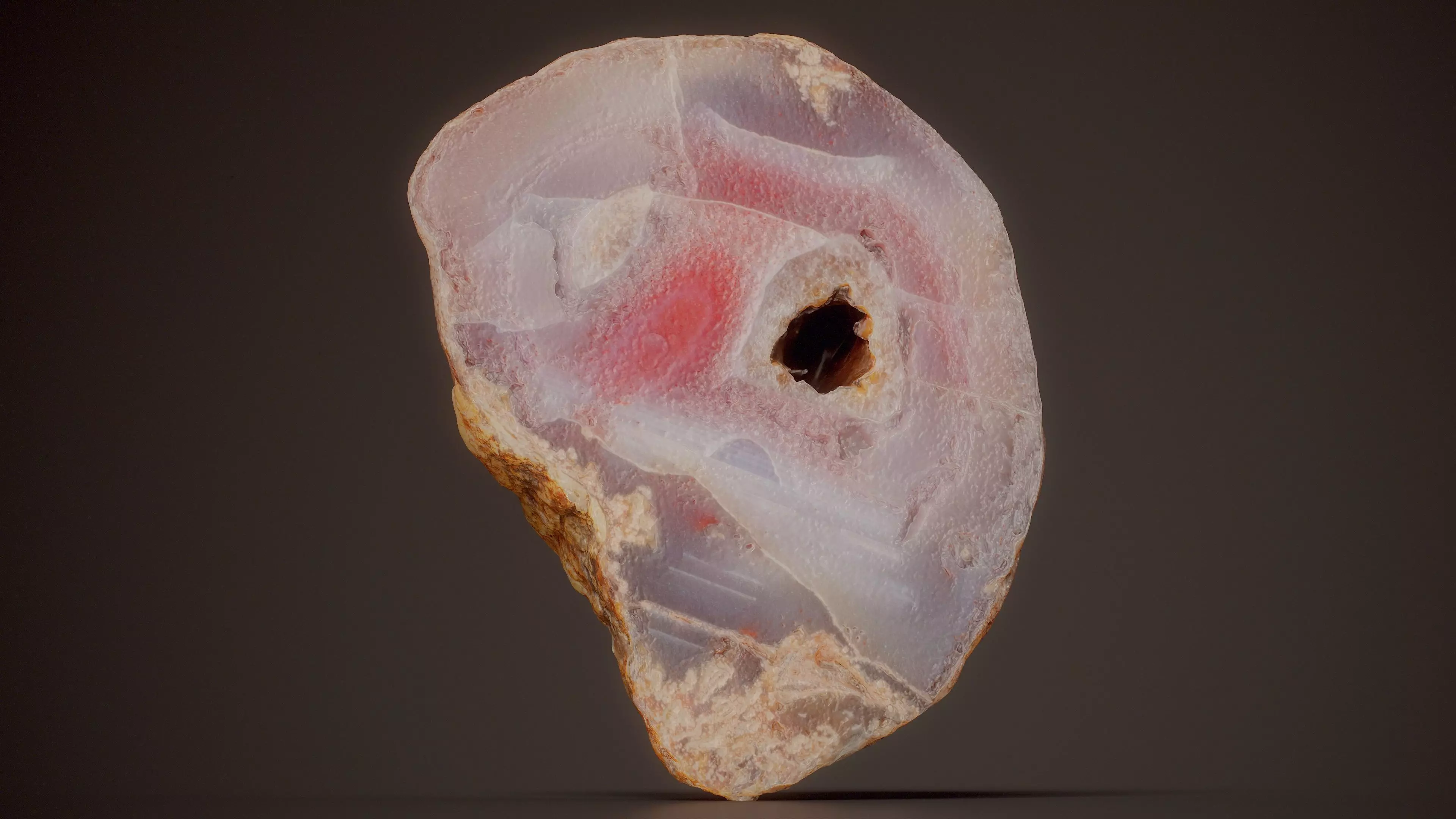 Agate Nodule Slice Half Rock Low-poly 3D model