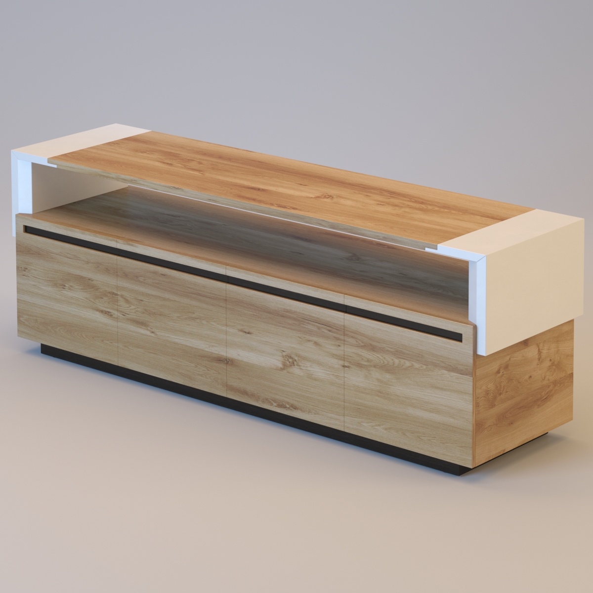 CROSSING Tanned leather sideboard 3D model_3