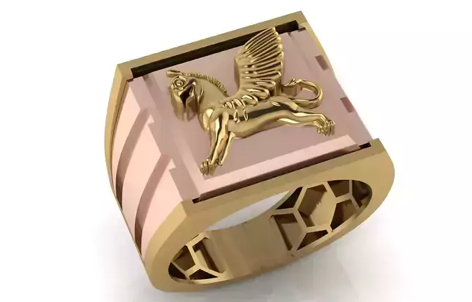 Luxury 3 piece griffin men ring