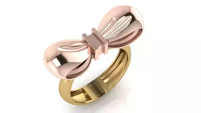 Women 2 piece bow tie luxury ring