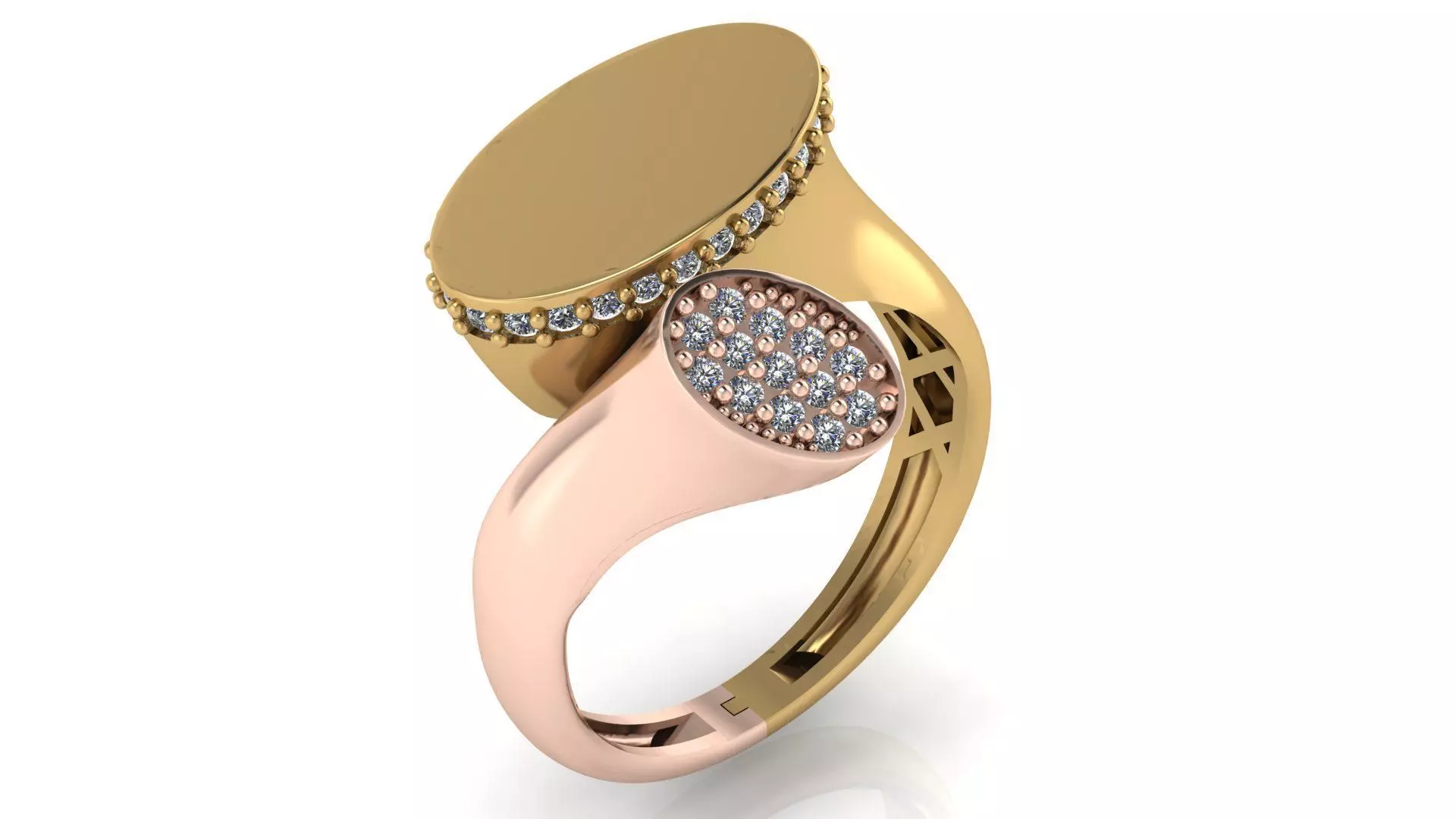 Luxury 2 piece women jewelry ring 3D print model