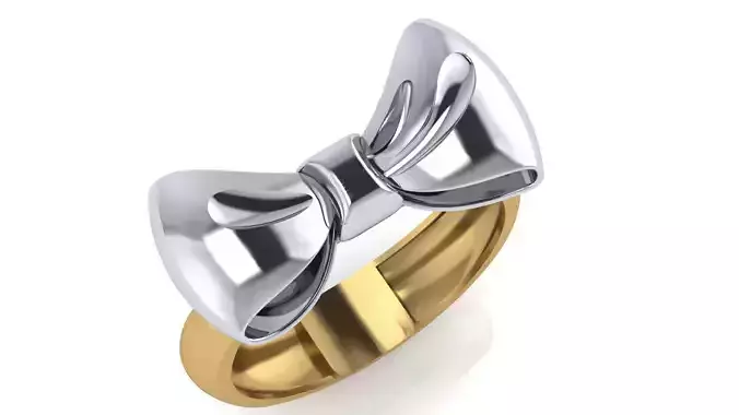 Luxury 2 piece bow tie ring for women