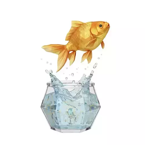 Flying Goldfish From Bowl Creative 3D
