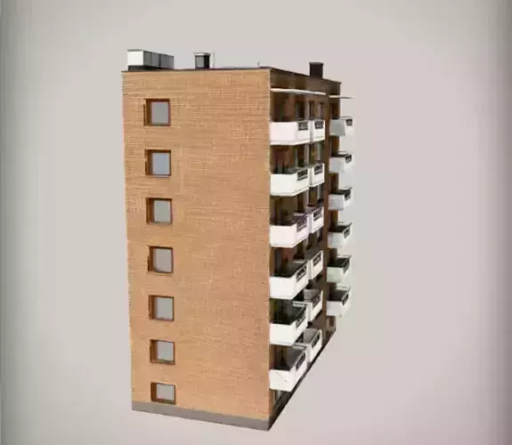 Modern Residential Apartment Building  Urban Architecture  Low-poly 3D model 2