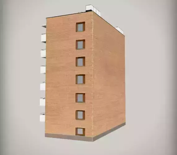 Modern Residential Apartment Building  Urban Architecture  Low-poly 3D model 5