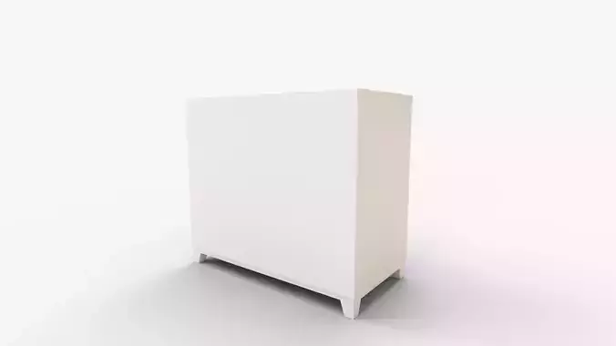 Hampton Five Drawer Dresser Simply White 3D model 3