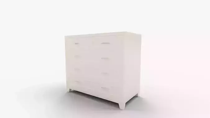 Hampton Five Drawer Dresser Simply White 3D model 7