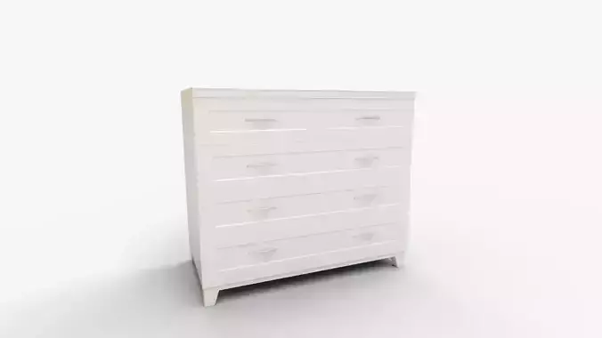 Hampton Five Drawer Dresser Simply White 3D model