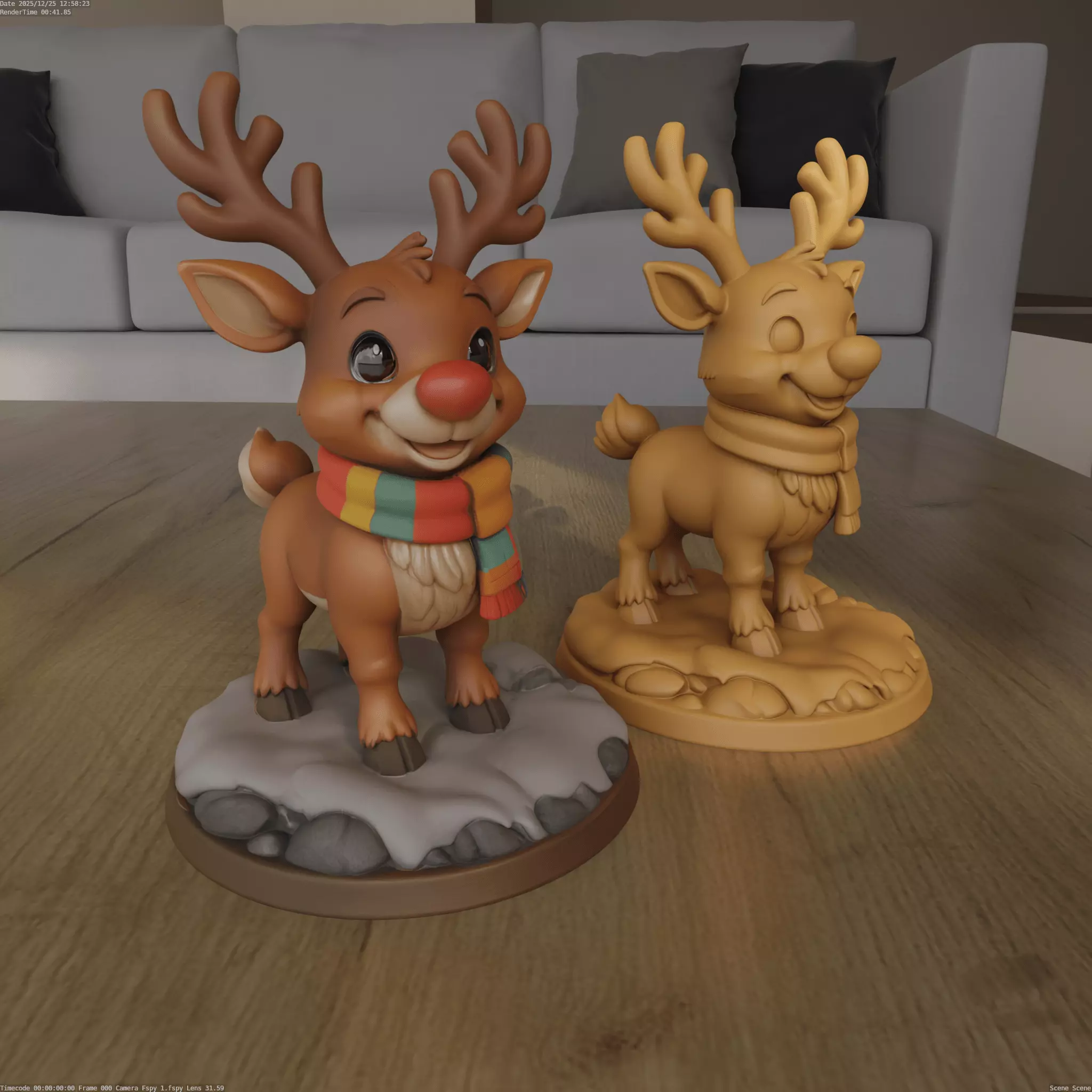 Cute Christmas Reindeer Desk Companion STL 3D print model