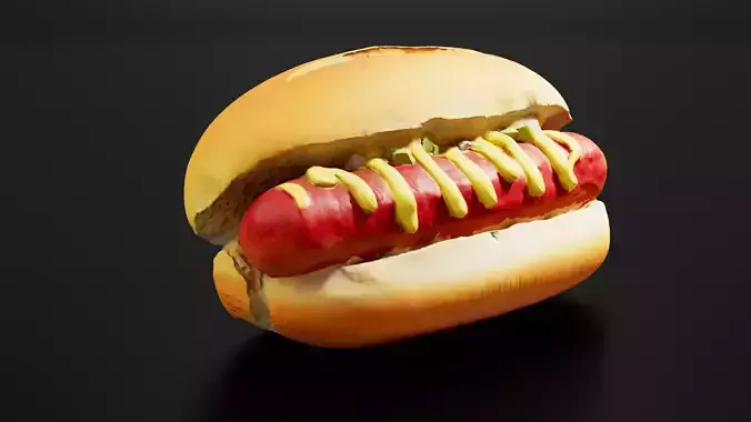 Hot Dog Low-poly 3D model 2