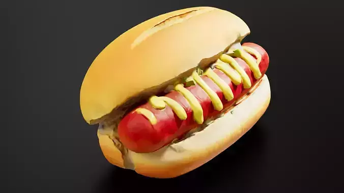 Hot Dog Low-poly 3D model 6