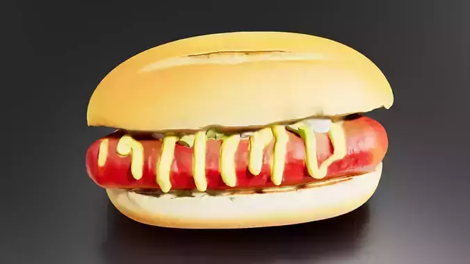 Hot Dog Low-poly 3D model 4