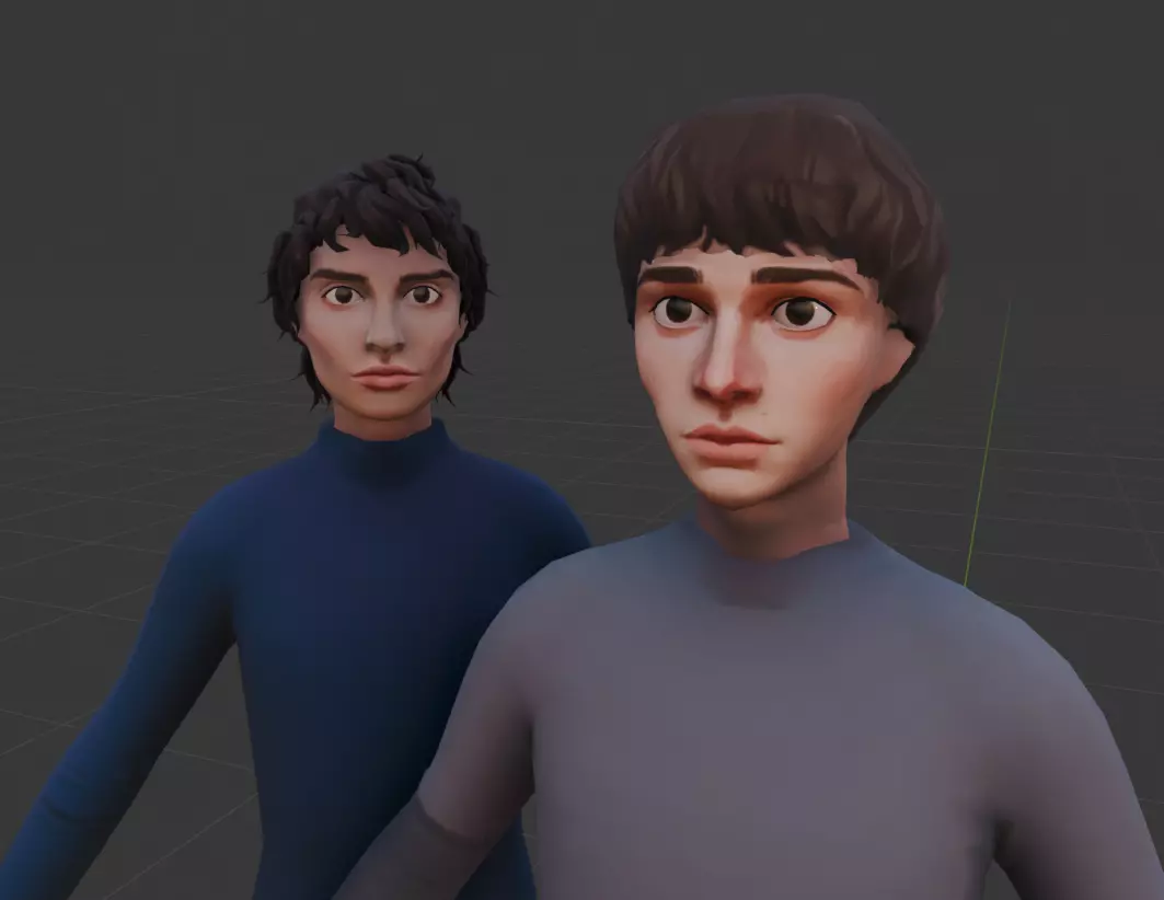 Mike Wheeler and Will Byers handpainted 3D model Low-poly 3D model