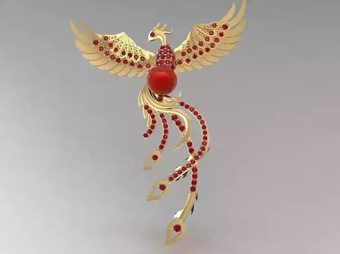 3D Golden Phoenix Pendant 3D print model