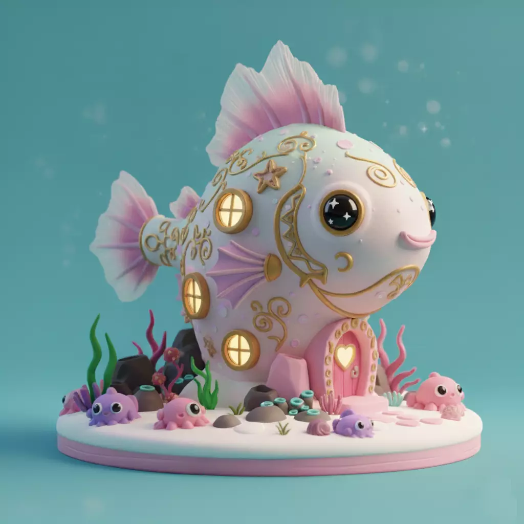 Fantasy Kawaii Fish House Minova Originals STL 3D print model