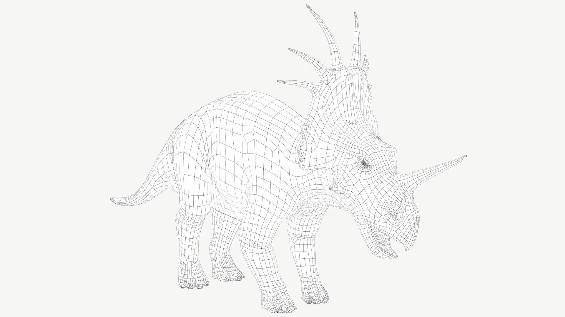 Styracosaurus dinosaur Low-poly 3D model_2
