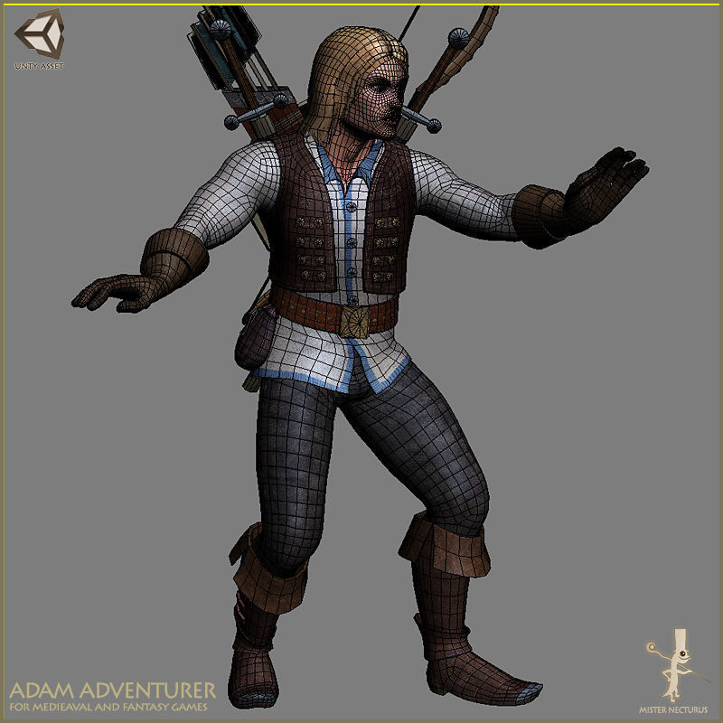 Adam Adventurer Light Version Low-poly 3D model_14