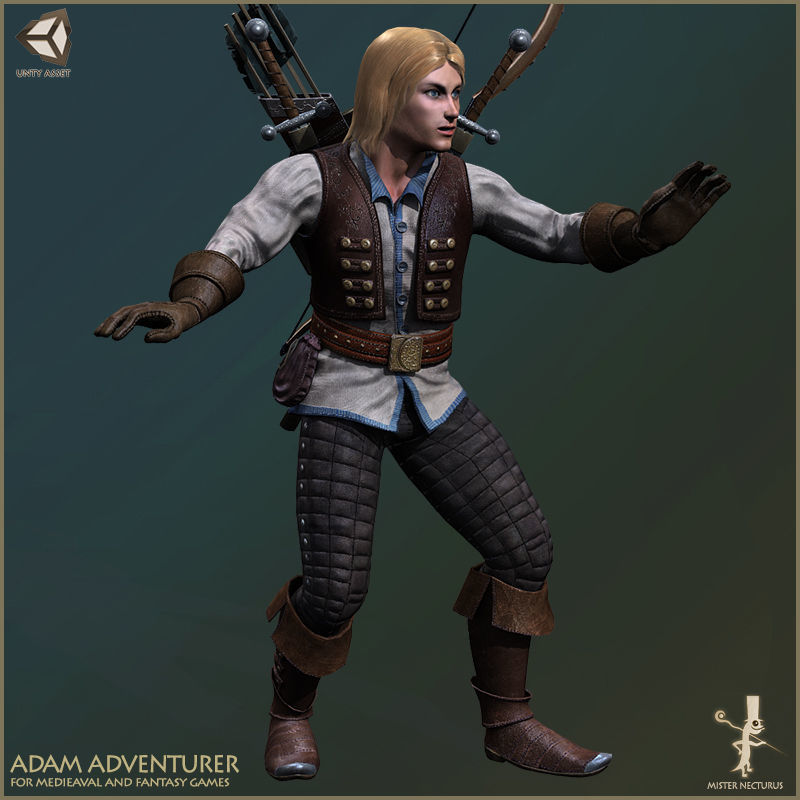 Adam Adventurer Light Version Low-poly 3D model_13