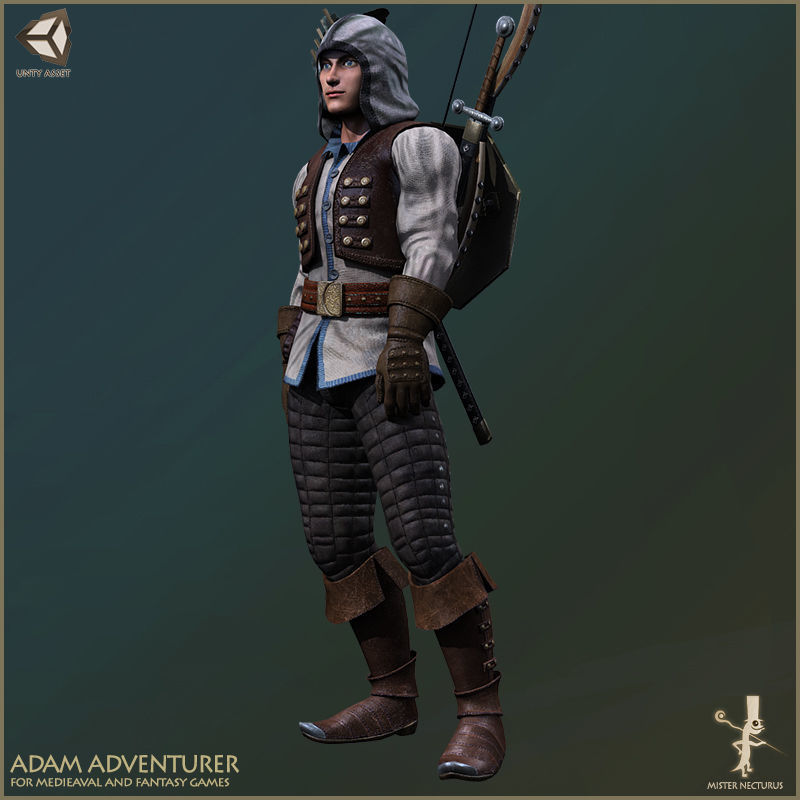Adam Adventurer Light Version Low-poly 3D model_11