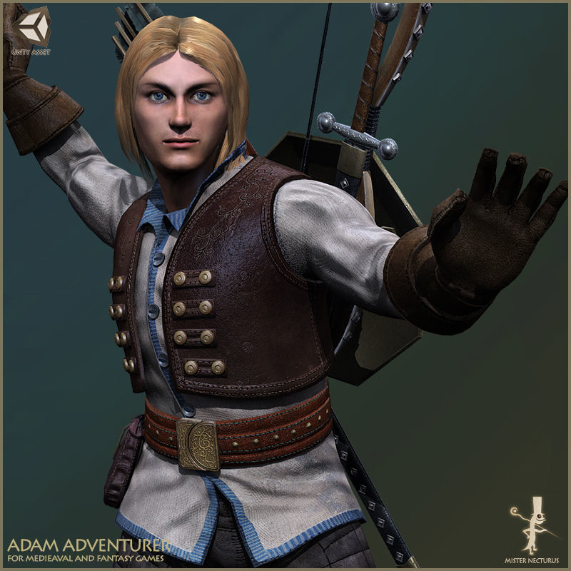 Adam Adventurer Light Version Low-poly 3D model_6