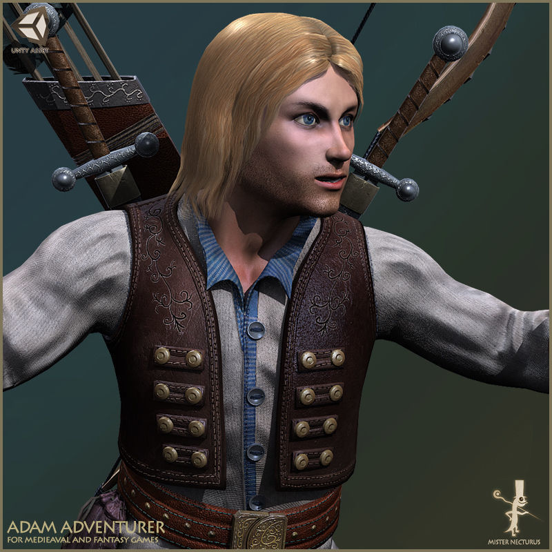 Adam Adventurer Light Version Low-poly 3D model_5