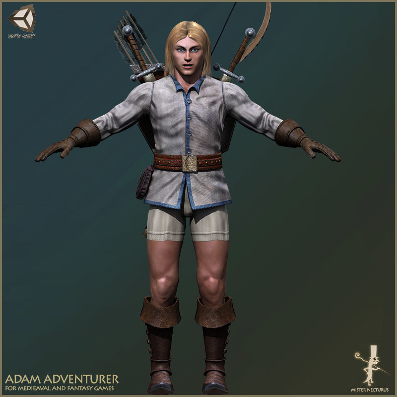 Adam Adventurer Light Version Low-poly 3D model_7