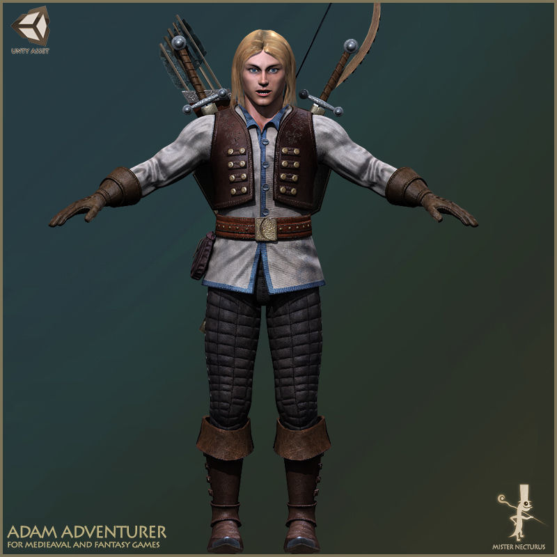 Adam Adventurer Light Version Low-poly 3D model_3